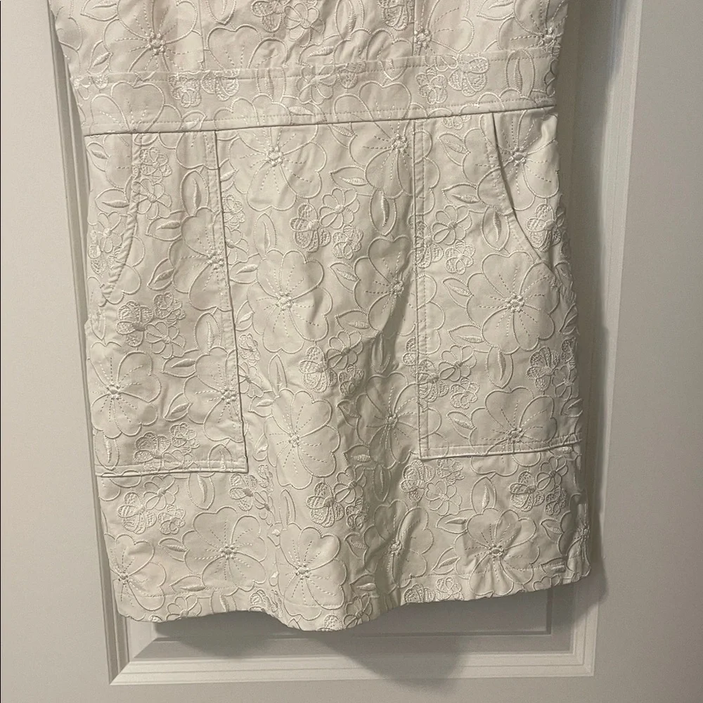 Amanda Uprichard Vegan Leather White Floral Embroidered Dress, Size Medium, EUC - Picture 9 of 11